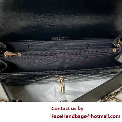 Chanel Shiny Crumpled Lambskin, Imitation Pearls  &  Gold-Tone Metal Clutch with Chain Bag AP3803 Black 2025